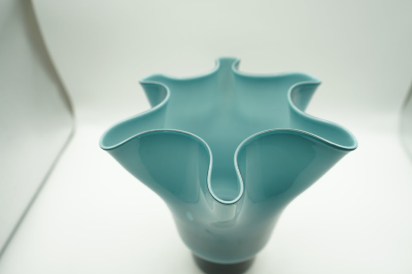 Ruffled and Riples blue glass vase