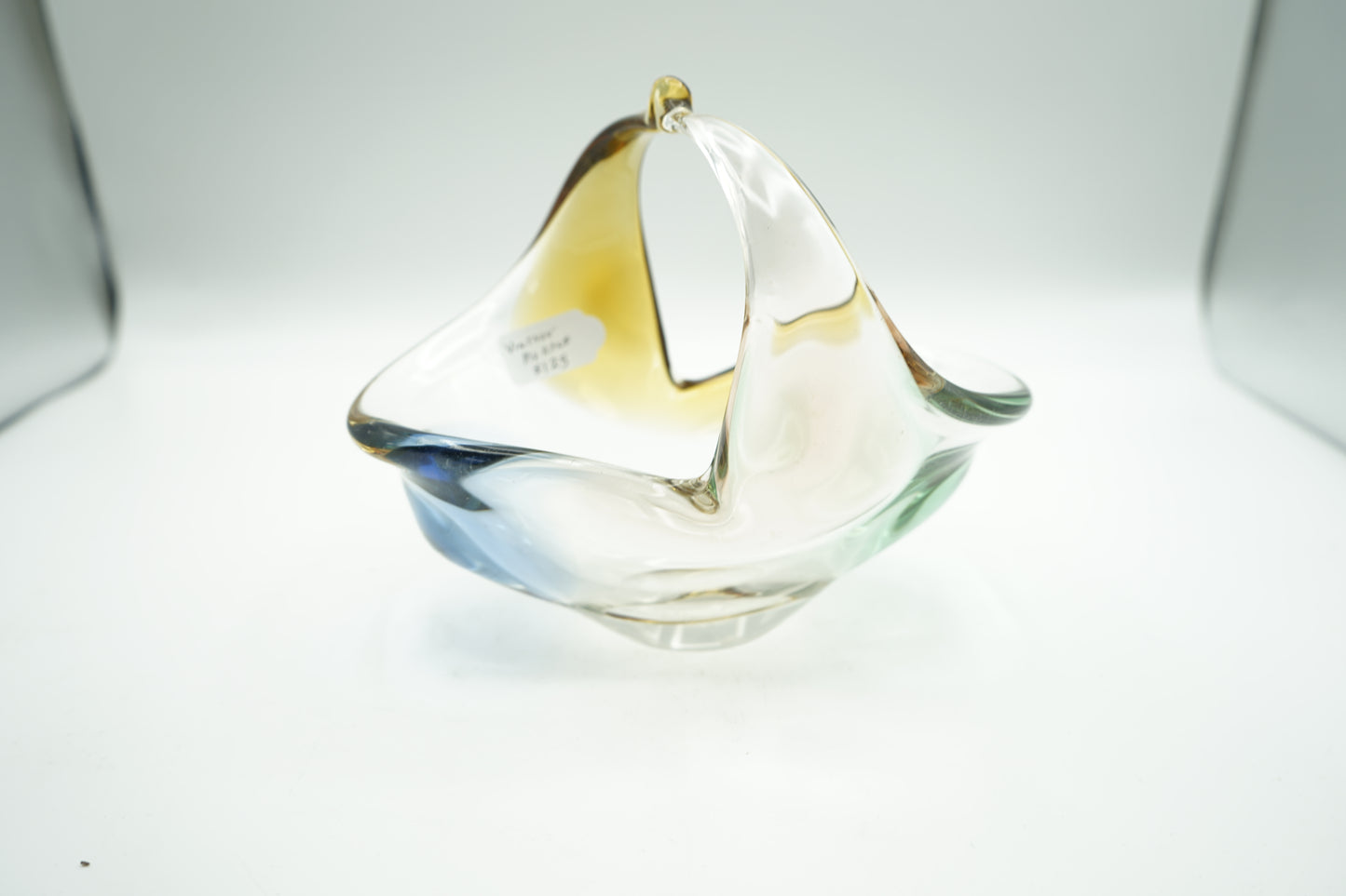 Glass Basket bowl Multicolor Rhapsody František Zemek Mstišov Czechoslovakia