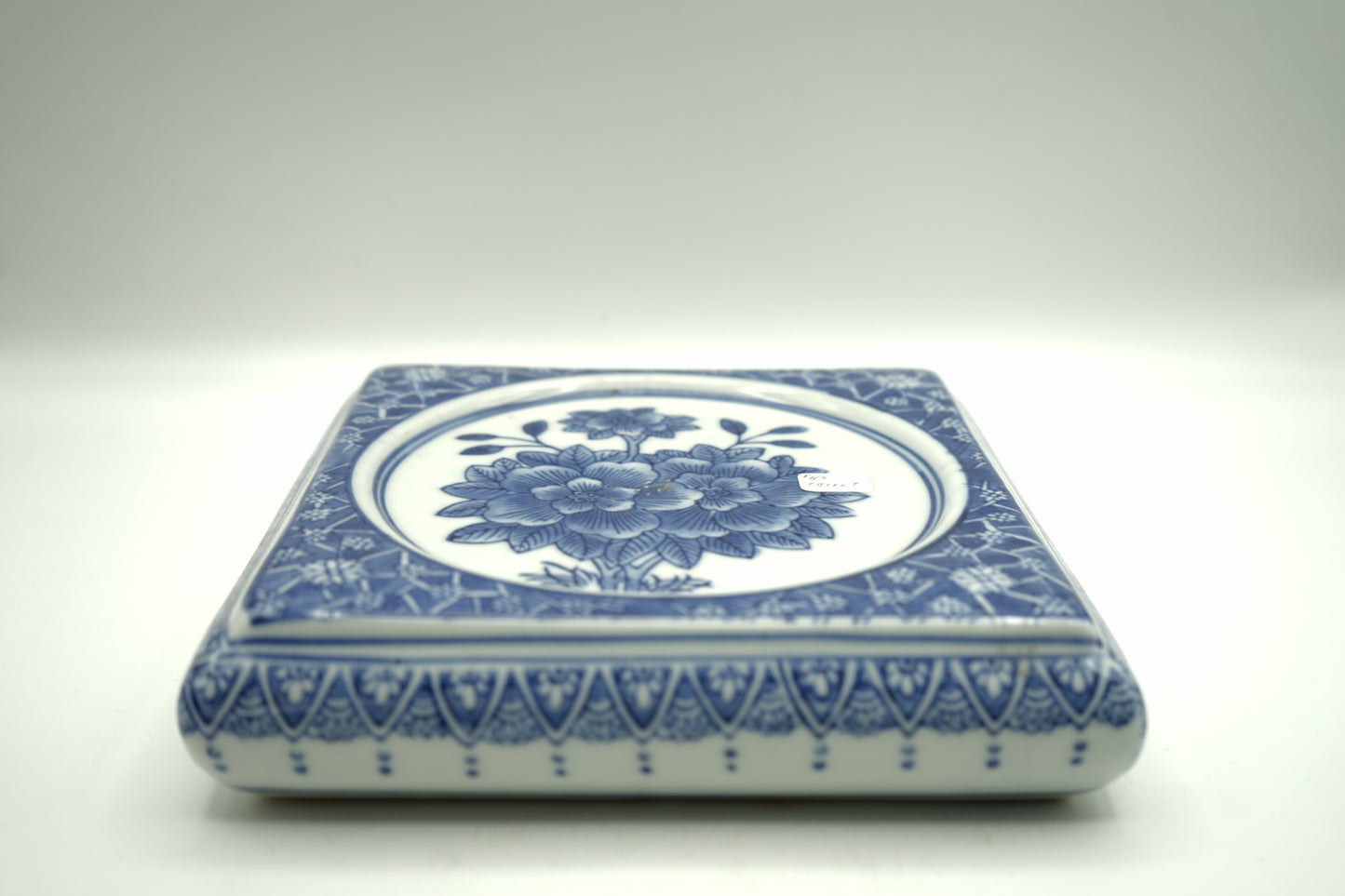 Mid Century Blue and White Floral Porcelain Teapot Trivet