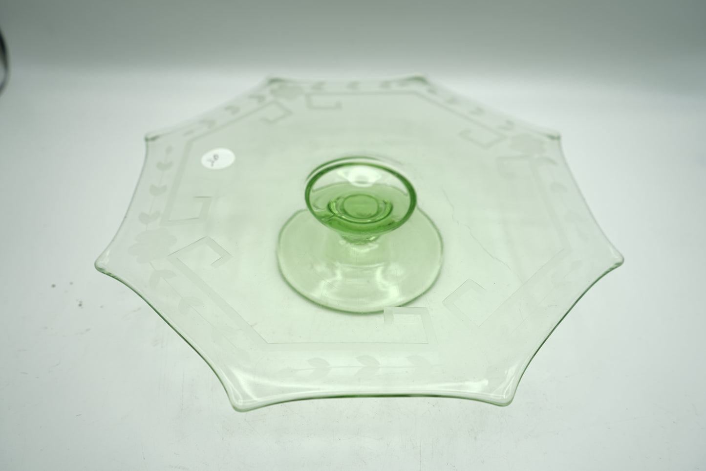 Green Uranium Glass Octagonal Serving Tray