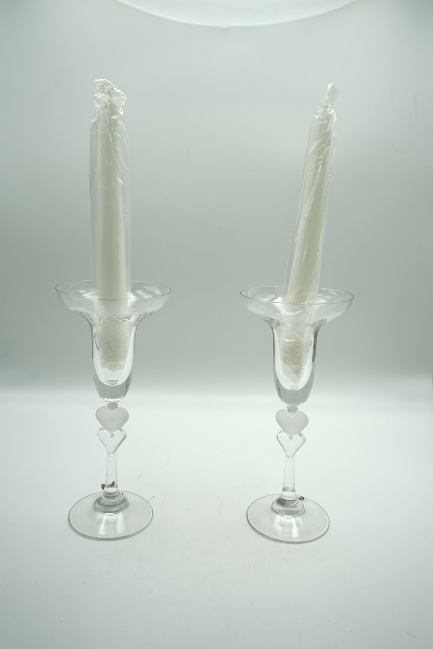 Gotham Blown Glass Two Hearts Crystal Candlesticks Made In Germany with the box
