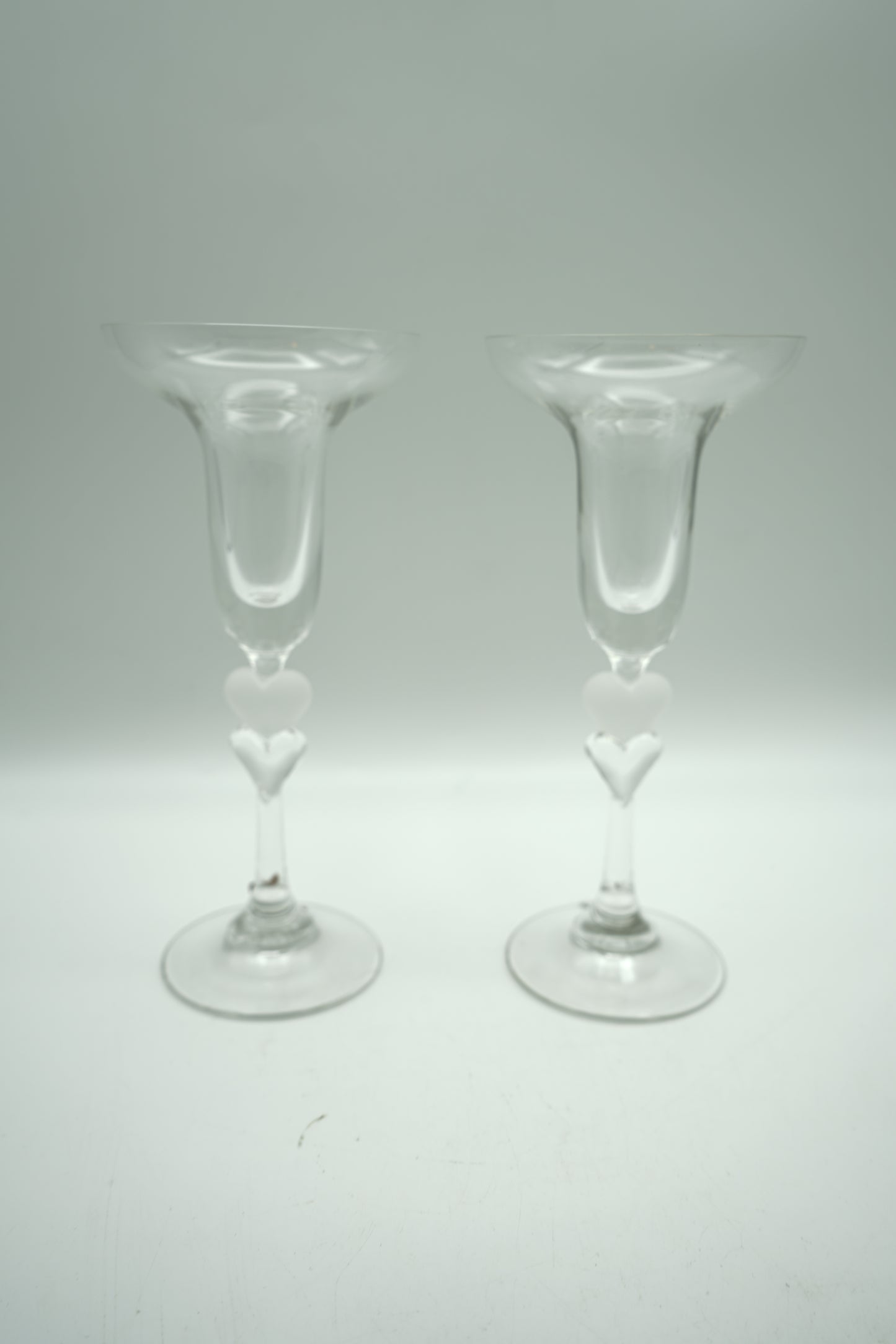 Gotham Blown Glass Two Hearts Crystal Candlesticks Made In Germany with the box