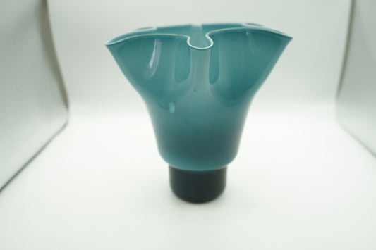 Ruffled and Riples blue glass vase