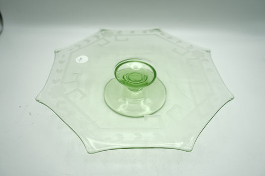 Green Uranium Glass Octagonal Serving Tray