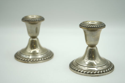 Pair of Vintage Sterling Silver Weighted Candlesticks, #703