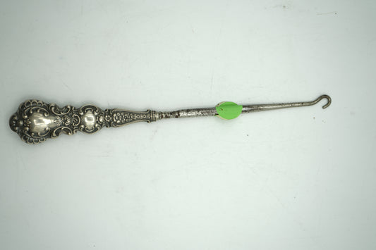 Late Victorian Sterling Silver Button Hook with Art Nouveau Design