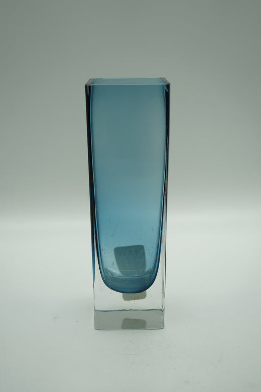 Rectangular Turquoise Glass Vase