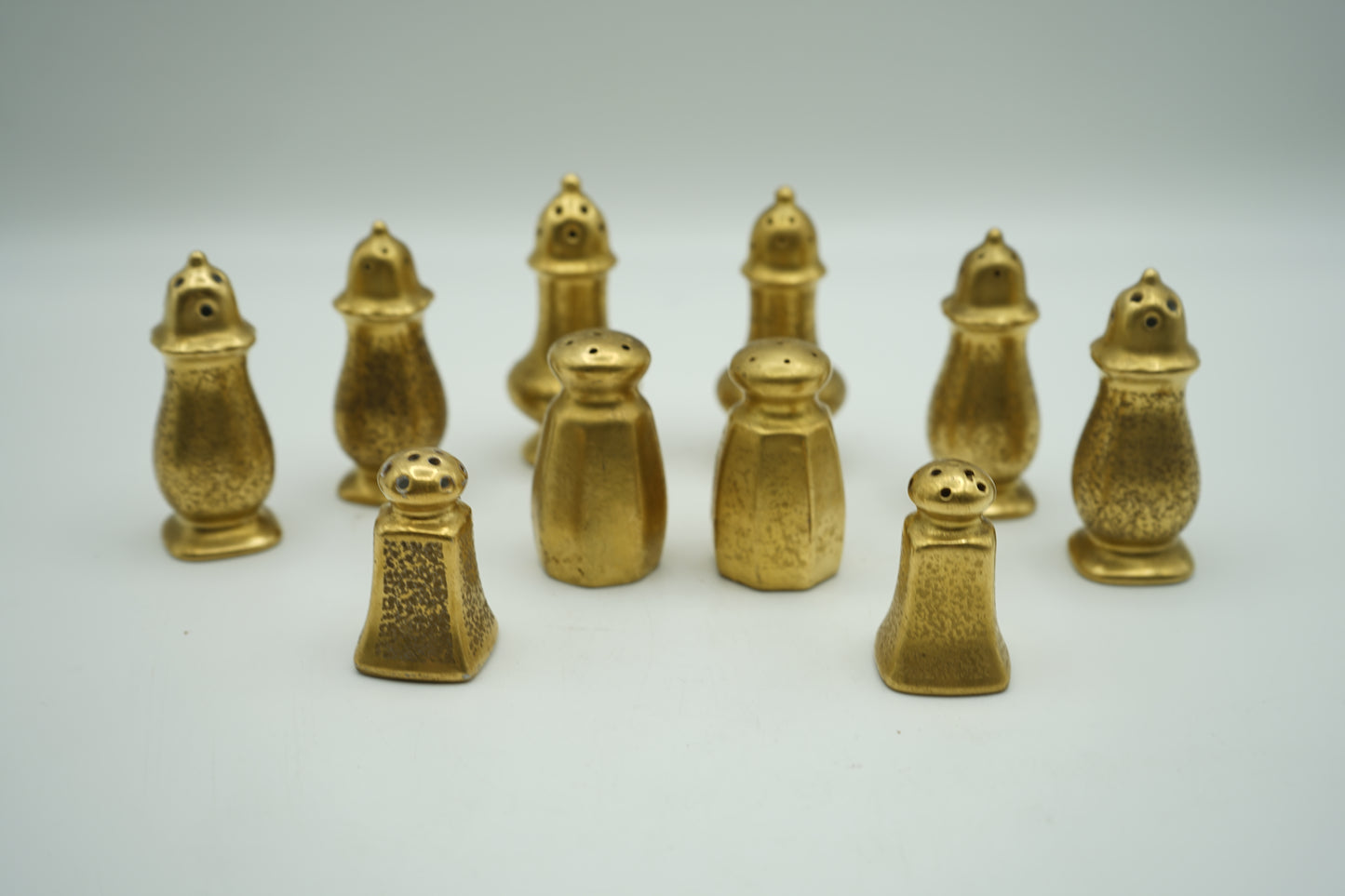 5 pairs of Vintage Pickard Gold Glazed Salt and Pepper Shakers
