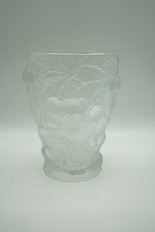 1930's Josef Inwald Barolac Vase Satin Glass Allover Cherry Design 7"H
