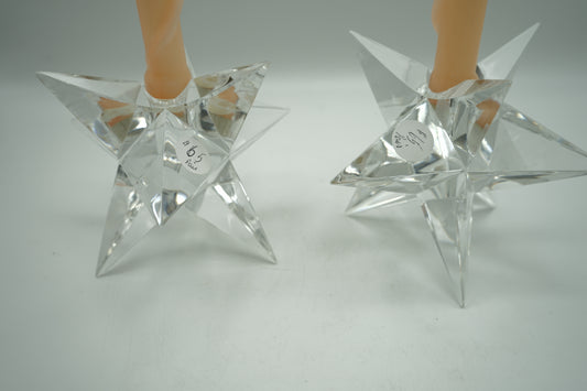 Pair VTG ROSENTHAL Bleikristall Crystal 9 Point Star Candle Holders W Germany