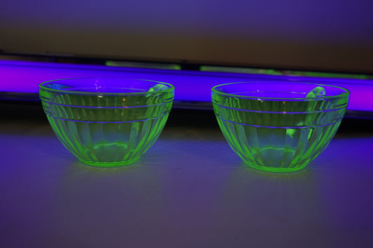 Antique Set of 2 Uranium Glass Tea Cups