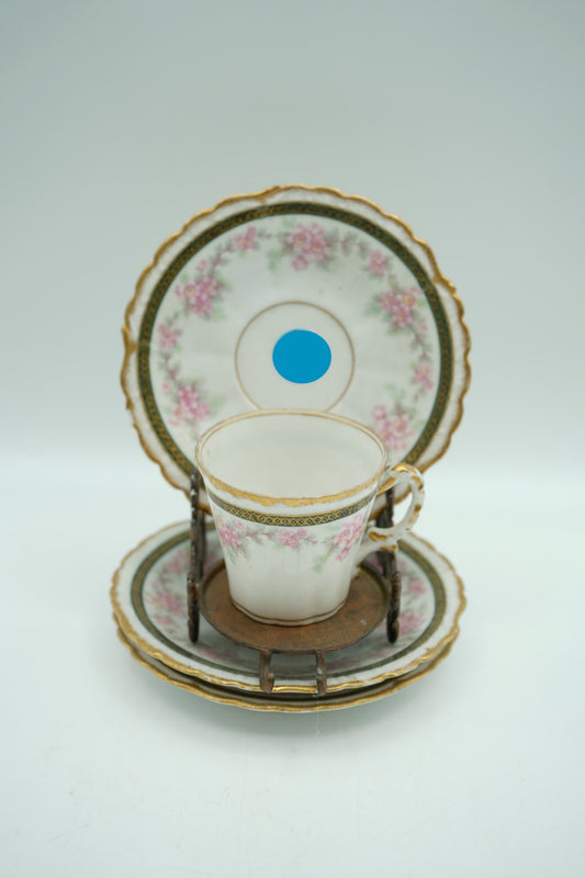 Antique Set of 4 Elite Works Limoges Tea Cup and Saucers